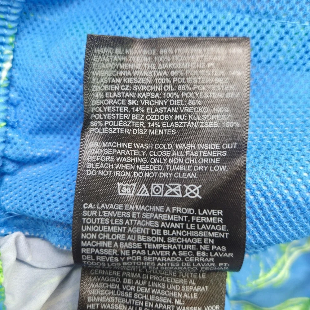 The North Face Mens XXL Blue Green Graphic Athletic Hiking Shorts Polyester